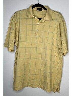 Nick Price M Yellow Blue Stripes Short Sleeve 100% Cotton Polo Y2K 2000s